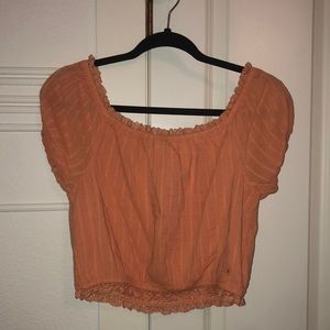Orange off the shoulder crop top from American Eagle. Size Small